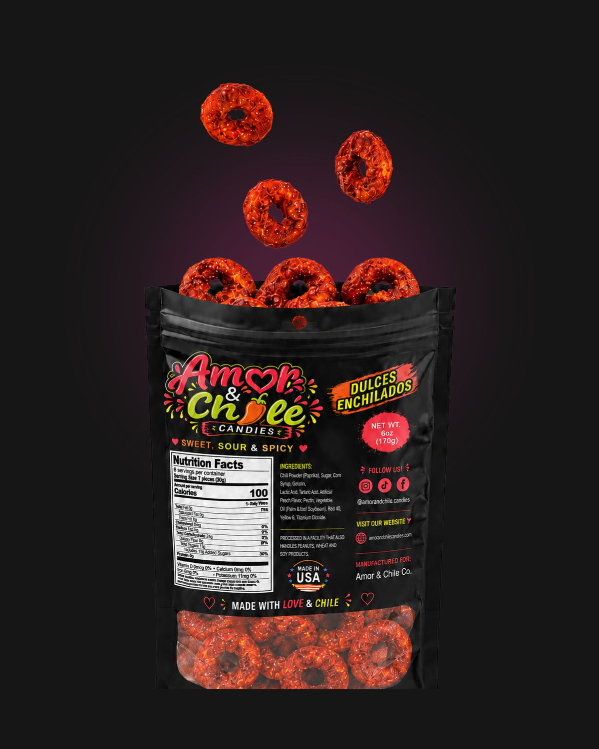 Chamoy Peach Rings - 6 oz