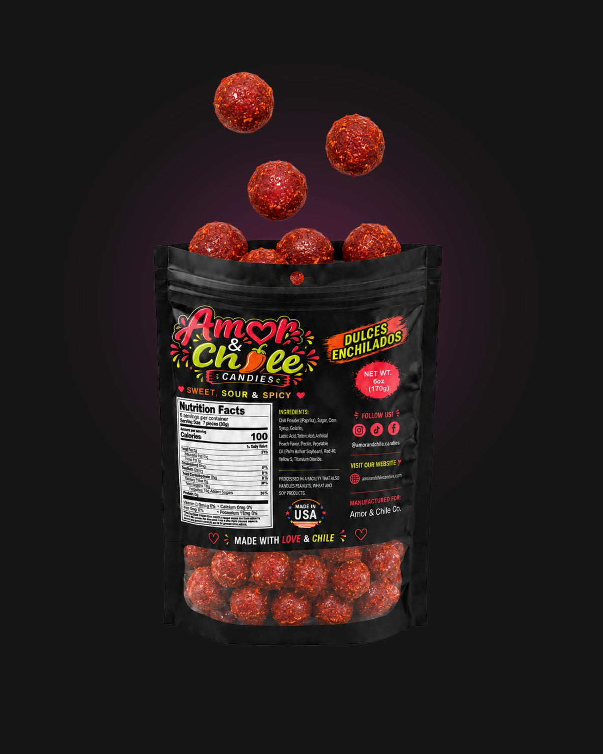 Chamoy Cherry Gummy Balls - 6 oz.