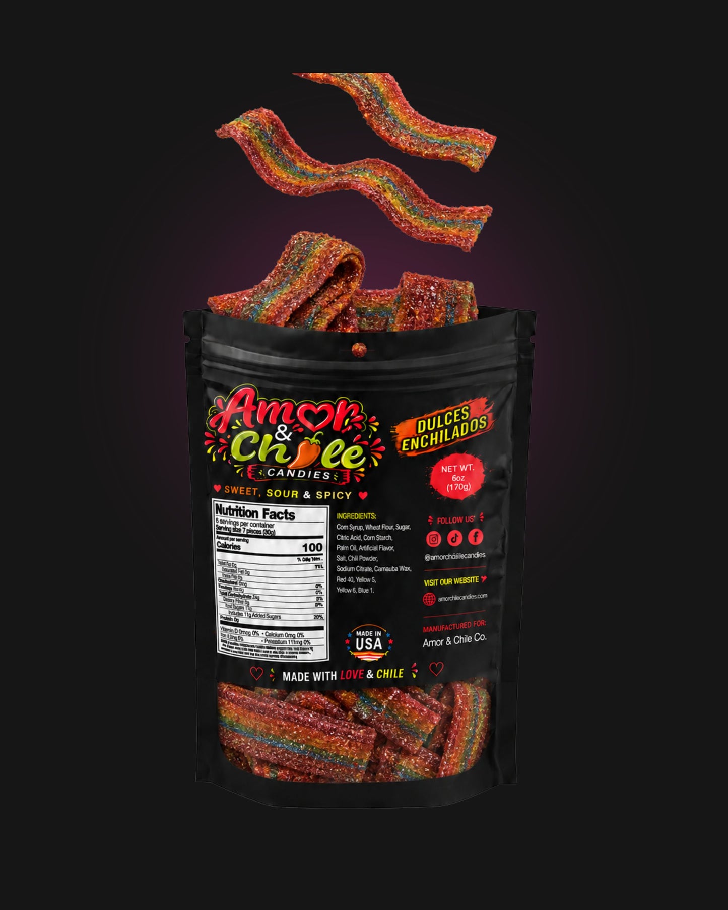 Chamoy xtreme sour belts - 6 oz.