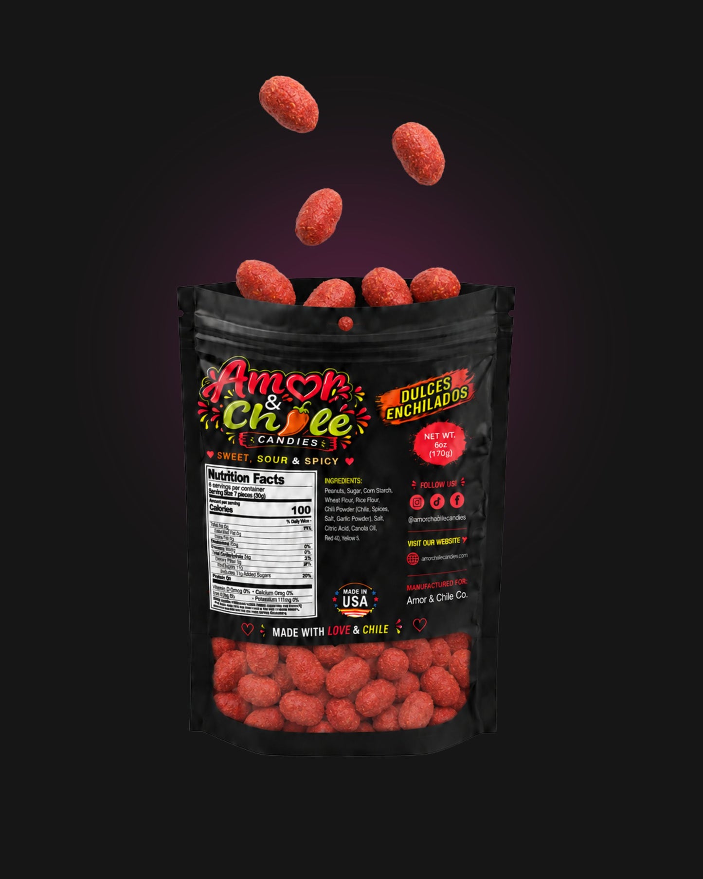 Hot & crunchy peanuts - 6 oz.
